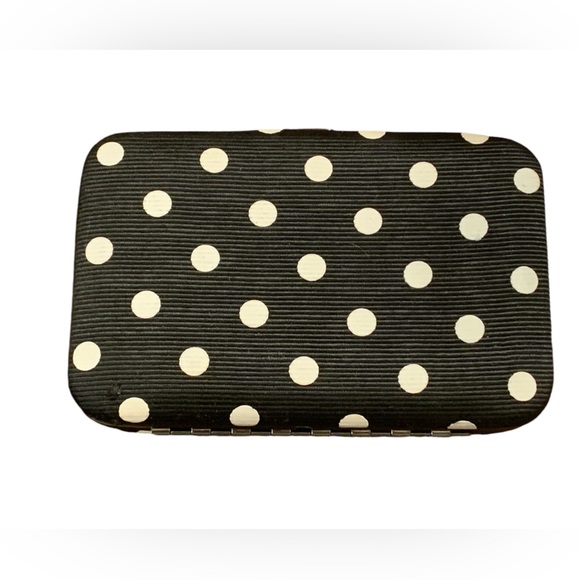 Letter H Initial Hot Pink Embroider Black White Polka Dot Hard Case Card Wallet - Picture 4 of 5